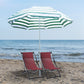 6FT Round Beach Umbrella with Tilt Mechanism, Outdoor UV Protection Sun Shaded Canopy with Push Button, Striped Green