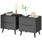 Nightstands Set of 2, Bedside Table with 2 Drawers, Modern Side End Table with Solid Wood Legs for Bedroom, Black