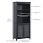 3-Tier Multifunctional Bookcase, Storage Bookshelf, Display Shelves with Glass Doors, Open Compartments and Adjustable Shelves for Home Office, Living Room, Study, Black