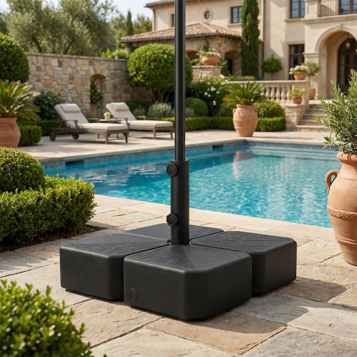 Patio Umbrella Base with Wheels & Brake Heavy Duty Outdoor Umbrella Stand Holder for for 1.5"/1.9" Poles Black