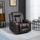 Swivel Massage Recliner Chair Rocker, Overstuffed Manual Reclining Sofa, PU Leather Rocking Chair with Side Pockets, Cup Holders, for Living Room, Nursery, Brown