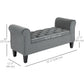 Button Tufted Storage Ottoman Bench, End of Bed Bench with Rolled Arms, Storage Chest for Living Room, Entryway, Grey