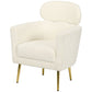 Barrel Accent Chair with Detachable Headrest, Modern Armchair for Living Room, Home Office, Cream White