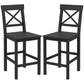 Counter Height Stools Set of 2, Farmhouse Bar Stools with Backs, Solid Wood Counter Stools for Kitchen Island