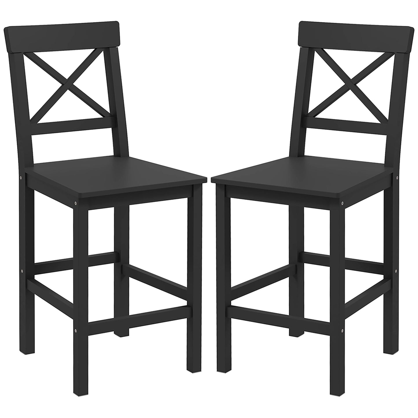 Counter Height Stools Set of 2, Farmhouse Bar Stools with Backs, Solid Wood Counter Stools for Kitchen Island