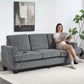 3 Seater Sofa with USB Ports & Cup Holders, Chenille-Feel Upholstered Couch for Living Room, Grey