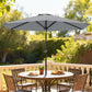 Patio Sun Umbrella, Outdoor Parasol with 6 Ribs, Light Grey