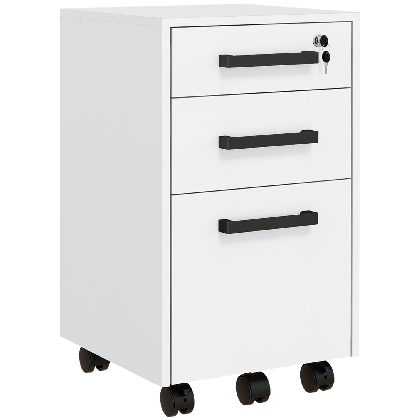 3-Drawer Vertical Filing Cabinet with Lock - White
