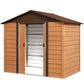 7.7' x 6.5' Outdoor Metal Garden Shed with Lock and Ventilation Gardening Tool Storage, Dark Brown