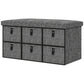 Shoe Bench with Seat, Shoe Storage Bench with Cushion and 6 Fabric Drawers for Entryway, Hallway, Bedroom, Charcoal Grey