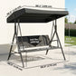 3-Seater Swing Chair Covered Garden Hammock A-Frame Outdoor Porch Glider Sling Seat with Adjustable Canopy Cover, Black
