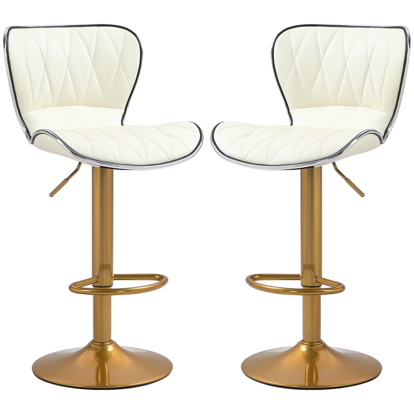 Counter Height Swivel Bar Stools Set of 2, PU Leather - Cream White