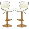Counter Height Swivel Bar Stools Set of 2, PU Leather - Cream White