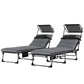 Outdoor Chaise Lounge Chairs, 2 PCS Folding Lounge Chairs with Adjustable 5-Position, Cushion, Canopy, Side Pocket