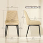 Set of 4 Tufted Dining Chairs with Steel Legs - Khaki