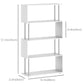 5-Tiers Geometric Wooden Bookcase S-Shaped Storage Bookshelf Display with Metal Frame for Living Room, Bedroom, Home Office, White