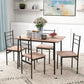 5 Piece Dining Table Set for 4, Space Saving Kitchen Table and 4 Chairs, Rectangle, Steel Frame for Dining Room, Oak