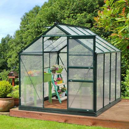 6' x 8' Greenhouse Clear & Twin Wall Panels Green Frame Press to Select