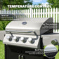 4+1 Burner Liquid Propane Gas Grill, Outdoor Portable BBQ Grill with Side Burner, Warming Rack, Side Shelf