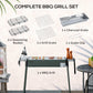Portable BBQ Grill, Charcoal Grill with Side Seasoning Baskets, Hooks and Nets for Outdoor, Picnic, Camping, Dark Green