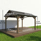13' x 11' Hardtop Gazebo Canopy with Galvanised Metal Roof, Fir Wood Frame and Central Hook for Patio, Black Grey