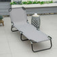 Outdoor Folding Lounge Chair, Steel Tanning Chair with Reclining Back, Breathable Mesh for Beach, Yard, Patio, Red - Grey