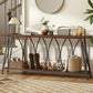 71" Console Table, Industrial 2-Tier Narrow Entryway Table with Metal Frame for Living Room, Hallway, Rustic Brown