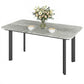 Outdoor Garden Coffee Table, Patio Table with Slatted Wood Plastic Composite Top and Steel Frame, Grey