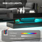 Coffee Table with Adjustable LED Lights, Modern Living Room Table with 2 Drawers, Open Shelf, Remote, High Gloss Black