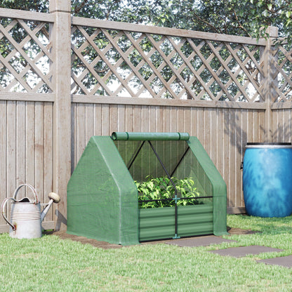 50" x 37.4" Green Steel Raised Garden Bed with Greenhouse
