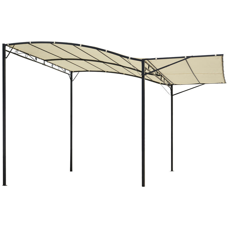 10' x 8' Cream White Metal Gazebo with Side Awning