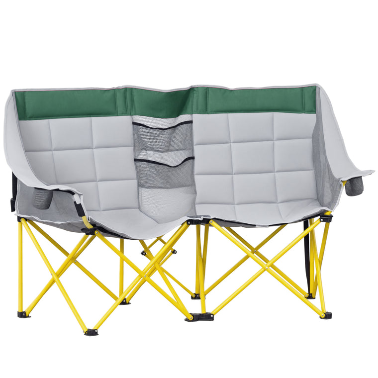 62" Green Double Camping Loveseat with Storage Pocket