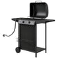 2+1 Burner Propane Gas BBQ Grill, Portable Gas Barbecue Grill with Side Burner, Thermometer, Lid, Side Table, Shelf, Spice Rack, Wheels, Grease Cup for Garden, Black