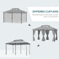 10' x 13' Patio Gazebo, 2-Tiers Outdoor Canopy Sunshade Shelter with Curtains, Dark Grey