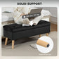 Storage Ottoman with Lid, Velvet Upholstered Storage Bench with Wood Legs for Living Room, Black