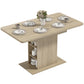 Extendable Dining Table for 4-6 People, 43.3"-51.2" Kitchen Table with 6 Open Shelves, Natural Wood