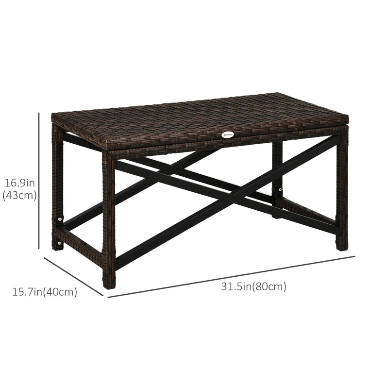 Mixed Brown Rattan End Table with Woven Top