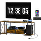 Industrial TV Stand for up to 55 Inch TV, TV Console with Charging Station and RGB LED Lights, Rustic Brown