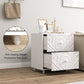 Mid-Century Bedside Table, Nightstand with 2 Drawers, Side End Table for Bedroom, White
