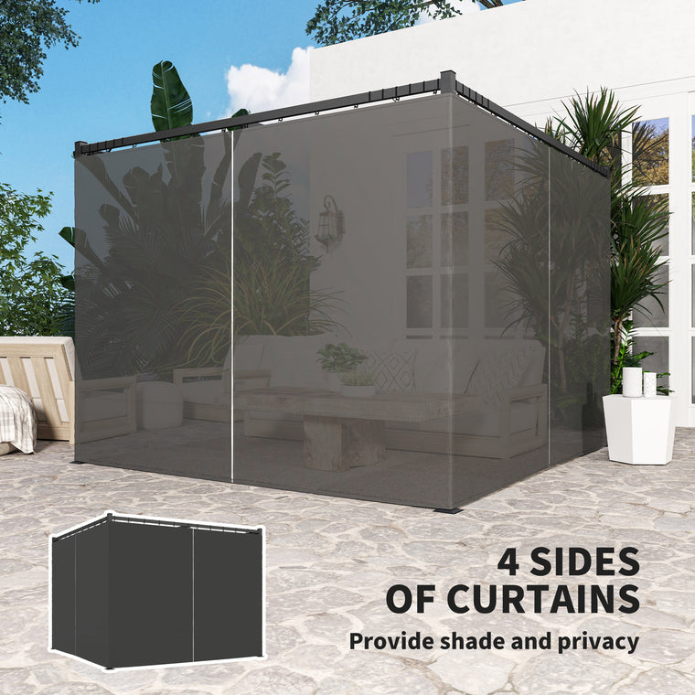10' x 10' Dark Grey Retractable Pergola with Sidewalls