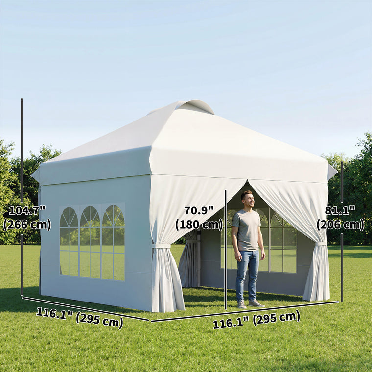10' x 10' White Pop-Up Canopy Tent with Wheeled Carry Bag