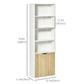 4-Tier Open Bookshelf with Doors Modern Home Office Bookcase Storage Cabinet for Living Room Bathroom Study, Oak