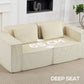 Boneless Couch, Corduroy 3 Seater Sofa with Deep Seat, Wide Armrests, 2 Pillows, Quick Assembly for Living Room, Beige