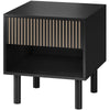 Bedside Table with Drawer and Open Shelf - Black
