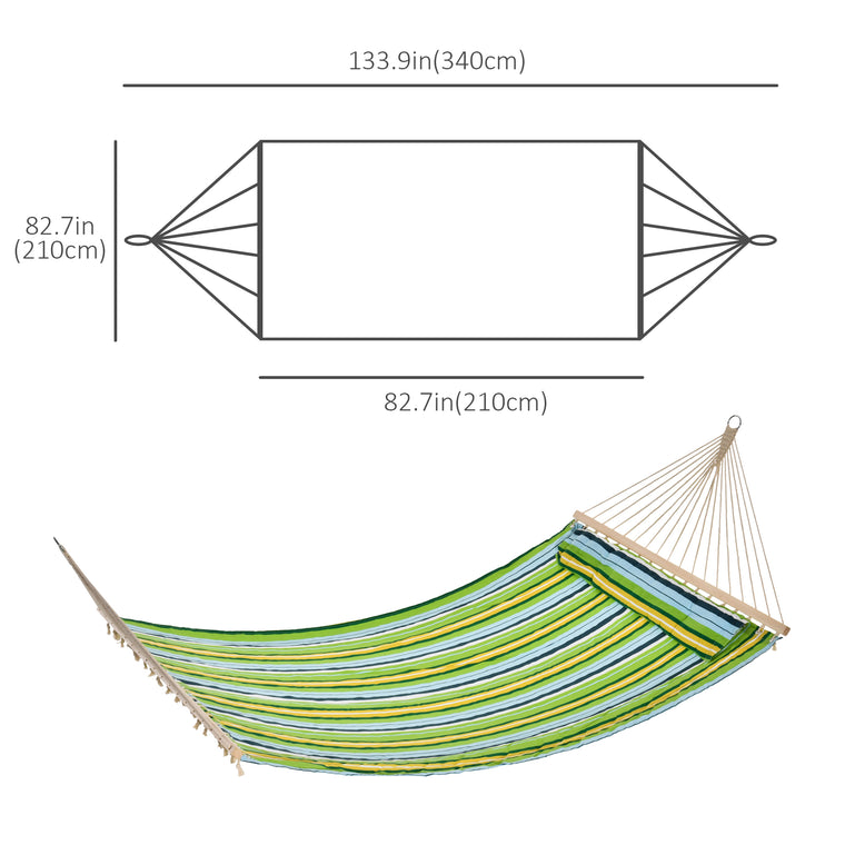 83" Double Outdoor Hammock Bed with Pillow - White Stripe