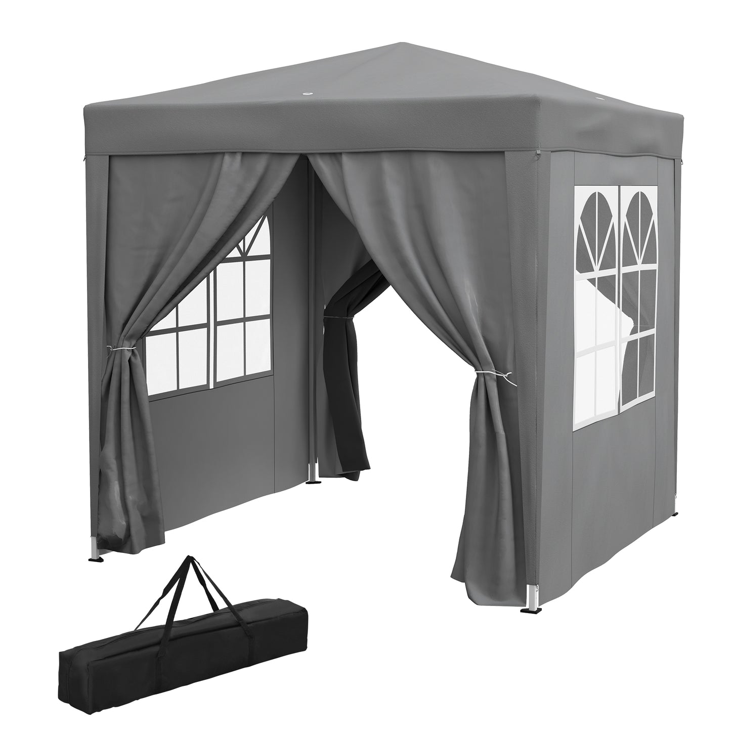 6.6'x6.6' Pop Up Canopy Tent with Sidewalls, Instant Sun Shelter Camping Gazebo with Carry Bag, Grey