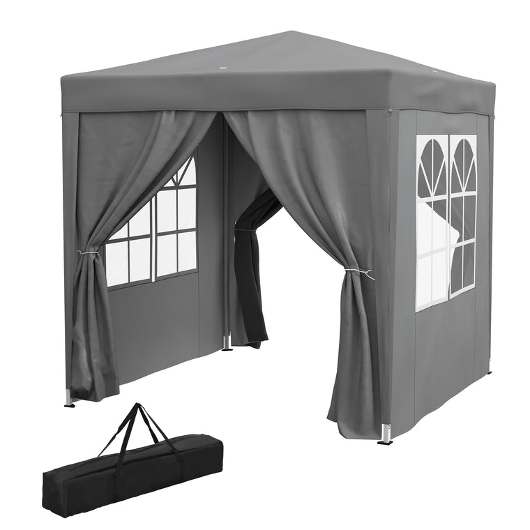 6.6' x 6.6' Grey Pop-Up Gazebo with Sidewalls & Carry Bag