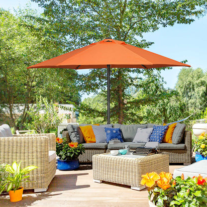 6.6FT Orange Patio Umbrella with 6 Solid Ribs