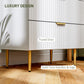 Modern Chest of Drawers 4 Drawer Dresser for Bedroom with Gold Legs and Handles, White