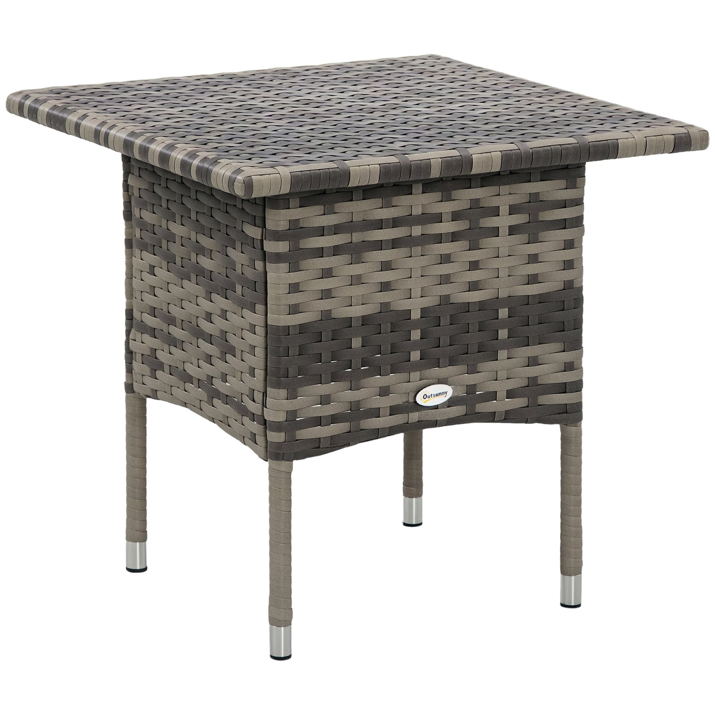 20" Patio Wicker Coffee Table, Outdoor Coffee Table with Plastic Board Underneath the Woven Tabletop for Patio, Garden, Balcony, Black
